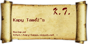Kapy Tamás névjegykártya